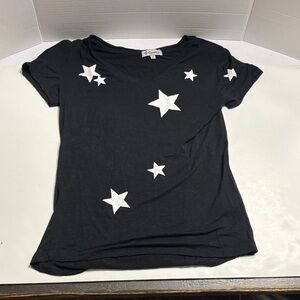 Entro Black Tee with White Star Design
